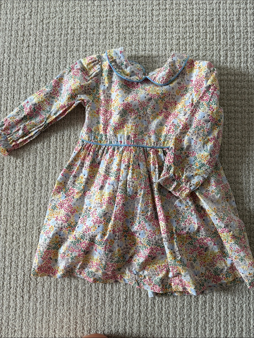 Girls' Floral Peter Pan Dress - Pink Multi